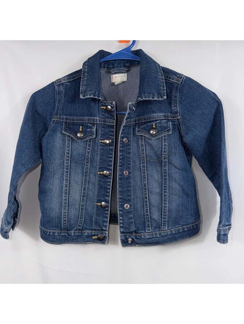 Place Girls Denim Trucker Jacket Size 5T Medium Wash Button Front